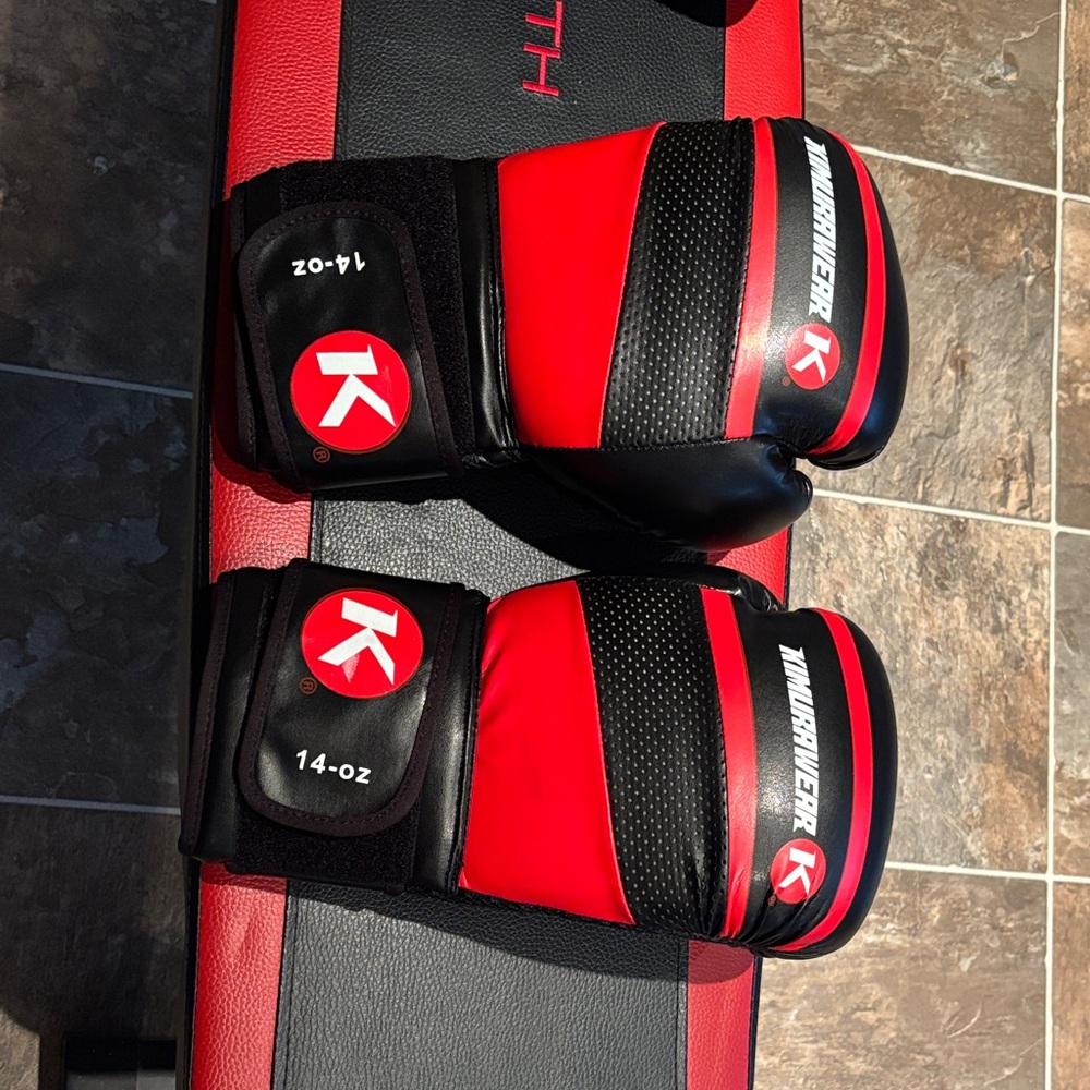 Red and Black Kick Boxing Gloves